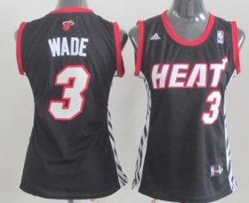 Wholesale Cheap Miami Heat #3 Dwyane Wade Black Womens Jersey