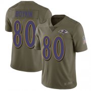 Wholesale Cheap Nike Ravens #80 Miles Boykin Olive Men's Stitched NFL Limited 2017 Salute To Service Jersey