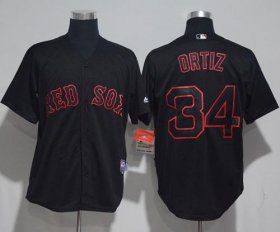 Wholesale Cheap Red Sox #34 David Ortiz Black Strip Stitched MLB Jersey
