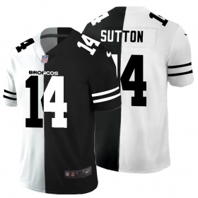 Cheap Denver Broncos #14 Courtland Sutton Men\'s Black V White Peace Split Nike Vapor Untouchable Limited NFL Jersey