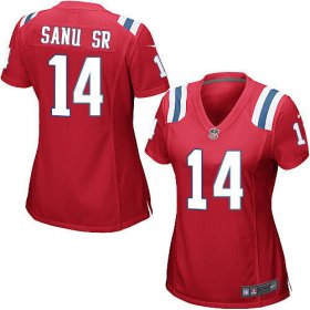 Wholesale Cheap Nike Patriots #14 Mohamed Sanu Sr Red Alternate Women\'s Stitched NFL Elite Jersey