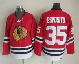Cheap Men\'s Chicago Blackhawks #35 Tony Esposito Red Throwback Jersey