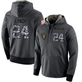 Wholesale Cheap NFL Men\'s Nike Oakland Raiders #24 Marshawn Lynch Stitched Black Anthracite Salute to Service Player Performance Hoodie