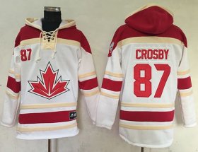 Wholesale Cheap Team CA. #87 Sidney Crosby White Sawyer Hooded Sweatshirt 2016 World Cup Stitched NHL Jersey