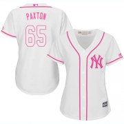 Wholesale Cheap Yankees #65 James Paxton White/Pink Fashion Women's Stitched MLB Jersey