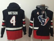 Wholesale Cheap Nike Texans #4 Deshaun Watson Navy Blue/Red Name & Number Pullover NFL Hoodie