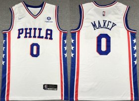 Wholesale Cheap Men\'s Philadelphia 76ers #0 Tyrese Maxey White 75th Anniversary Association Edition Swingman Stitched Jersey