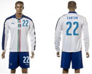 Wholesale Cheap Italy #22 Santon White Away Long Sleeves Soccer Country Jersey