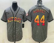 Wholesale Cheap Men's Houston Astros #44 Yordan Alvarez Grey Gridiron With Patch Cool Base Stitched Baseball Jersey