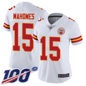 Wholesale Cheap Nike Chiefs #15 Patrick Mahomes White Women\'s Stitched NFL 100th Season Vapor Limited Jersey