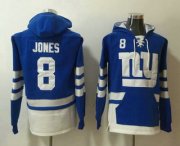 Wholesale Cheap Men's New York Giants #8 Daniel Jones NEW Blue Pocket Stitched NFL Pullover Hoodie