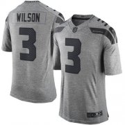 Wholesale Cheap Nike Seahawks #3 Russell Wilson Gray Men's Stitched NFL Limited Gridiron Gray Jersey