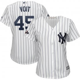 Wholesale Cheap New York Yankees #45 Luke Voit Majestic Women\'s 2019 Postseason Official Cool Base Player Jersey White Navy