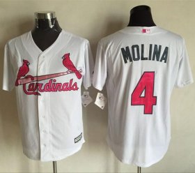 Wholesale Cheap Cardinals #4 Yadier Molina White New Cool Base Mother\'s Day Stitched MLB Jersey