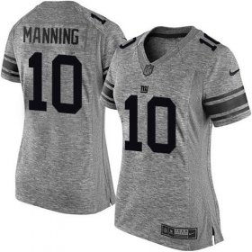 Wholesale Cheap Nike Giants #10 Eli Manning Gray Women\'s Stitched NFL Limited Gridiron Gray Jersey