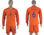 Wholesale Cheap Holland #6 Bazoer Home Long Sleeves Soccer Country Jersey