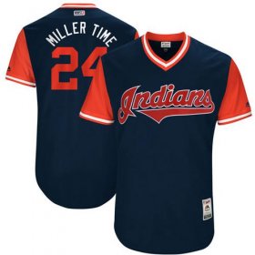 Wholesale Cheap Indians #24 Andrew Miller Navy \"Miller Time\" Players Weekend Authentic Stitched MLB Jersey