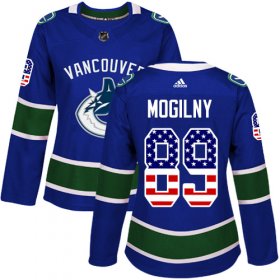 Wholesale Cheap Adidas Canucks #89 Alexander Mogilny Blue Home Authentic USA Flag Women\'s Stitched NHL Jersey
