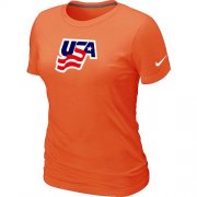 Wholesale Cheap Women's Nike USA Graphic Legend Performance Collection Locker Room T-Shirt Orange