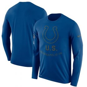 Wholesale Cheap Men\'s Indianapolis Colts Nike Royal Salute to Service Sideline Legend Performance Long Sleeve T-Shirt