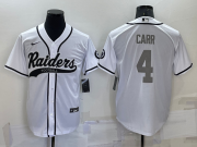 Wholesale Men's Las Vegas Raiders #4 Derek Carr White Grey Stitched MLB Cool Base Nike Baseball Jersey
