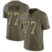 Wholesale Cheap Nike Jets #77 Mekhi Becton Olive/Camo Youth Stitched NFL Limited 2017 Salute To Service Jersey