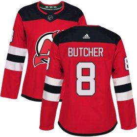 Wholesale Cheap Adidas Devils #8 Will Butcher Red Home Authentic Women\'s Stitched NHL Jersey