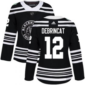 Wholesale Cheap Adidas Blackhawks #12 Alex DeBrincat Black Authentic 2019 Winter Classic Women\'s Stitched NHL Jersey