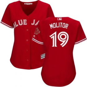 Wholesale Cheap Blue Jays #19 Paul Molitor Red Canada Day Women\'s Stitched MLB Jersey