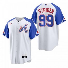 Cheap Men\'s Atlanta Braves #99 Spencer Strider White 2023 City Connect Cool Base Stitched Jersey