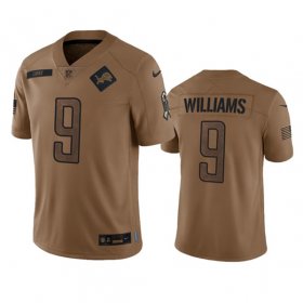Wholesale Cheap Men\'s Detroit Lions #9 Jameson Williams 2023 Brown Salute To Service Limited Football Stitched Jersey