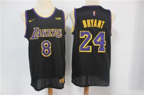 Wholesale Cheap Men\'s Los Angeles Lakers #8 #24 Kobe Bryant Black Nike Swingman 2021 Earned Edition Stitched Jersey With NEW Sponsor Logo