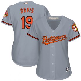 Wholesale Cheap Orioles #19 Chris Davis Grey Road Women\'s Stitched MLB Jersey