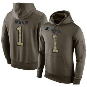 Wholesale Cheap NFL Men\'s Nike Carolina Panthers #1 Cam Newton Stitched Green Olive Salute To Service KO Performance Hoodie