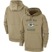 Wholesale Cheap Men's Green Bay Packers Nike Tan 2019 Salute to Service Sideline Therma Pullover Hoodie