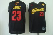 Wholesale Cheap Men's Cleveland Cavaliers #23 LeBron James 2015 The Finals 2014 Black With Red Fashion Jersey