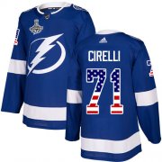 Cheap Adidas Lightning #71 Anthony Cirelli Blue Home Authentic USA Flag 2020 Stanley Cup Champions Stitched NHL Jersey