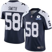 Wholesale Cheap Nike Cowboys #58 Aldon Smith Navy Blue Thanksgiving Men's Stitched With Established In 1960 Patch NFL Vapor Untouchable Limited Throwback Jersey