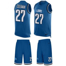 Wholesale Cheap Nike Lions #27 Justin Coleman Blue Team Color Men\'s Stitched NFL Limited Tank Top Suit Jersey