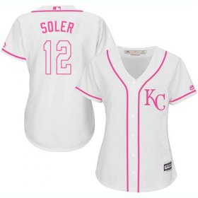 Wholesale Cheap Royals #12 Jorge Soler White/Pink Fashion Women\'s Stitched MLB Jersey