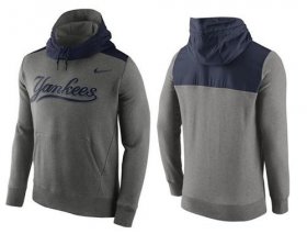 Wholesale Cheap Men\'s New York Yankees Nike Gray Cooperstown Collection Hybrid Pullover Hoodie