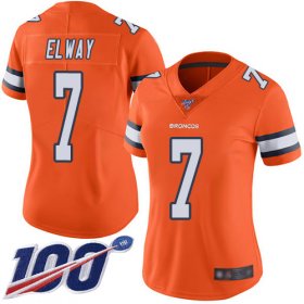 Wholesale Cheap Nike Broncos #7 John Elway Orange Women\'s Stitched NFL Limited Rush 100th Season Jersey