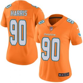 Wholesale Cheap Nike Dolphins #90 Charles Harris Orange Women\'s Stitched NFL Limited Rush Jersey