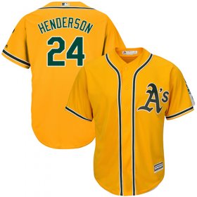 Wholesale Cheap Athletics #24 Rickey Henderson Gold Cool Base Stitched Youth MLB Jersey
