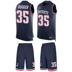 Wholesale Cheap Nike Patriots #35 Kyle Dugger Navy Blue Team Color Men\'s Stitched NFL Limited Tank Top Suit Jersey