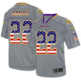 Wholesale Cheap Nike Vikings #22 Harrison Smith Grey Men\'s Stitched NFL Elite USA Flag Fashion Jersey