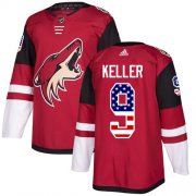 Wholesale Cheap Adidas Coyotes #9 Clayton Keller Maroon Home Authentic USA Flag Stitched Youth NHL Jersey