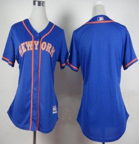 Wholesale Cheap Mets Blank Blue Alternate Road Women\'s Stitched MLB Jersey