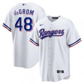 Cheap Men\'s Texas Rangers #48 Jacob deGrom White Cool Base Stitched Baseball Jersey