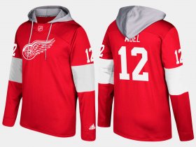 Wholesale Cheap Red Wings #12 Sid Abel Red Name And Number Hoodie